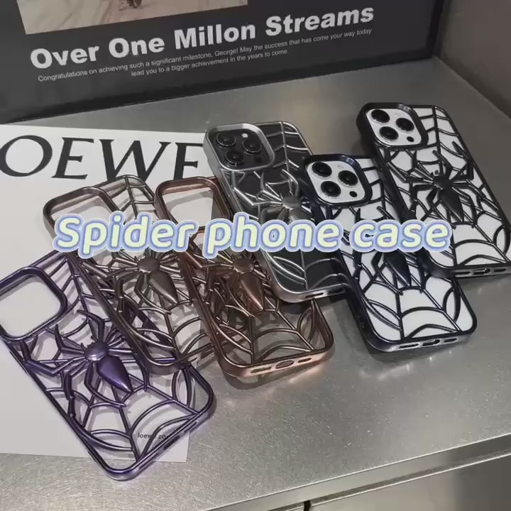 Spiderman Web Silicone 3D Cartoon Clear Phone case,Minimal Hollow Out Electroplated Heat Dissipation Metallic Paint Cover