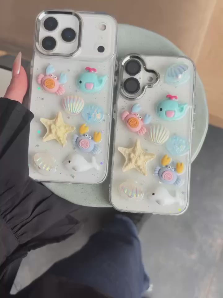 3D Resin Ocean Starfish Aesthetic Cute Pinterest Korean Style Water Marine Life Sea Animal & Seashell Charms Y2K Coastal Girl Mobile Case