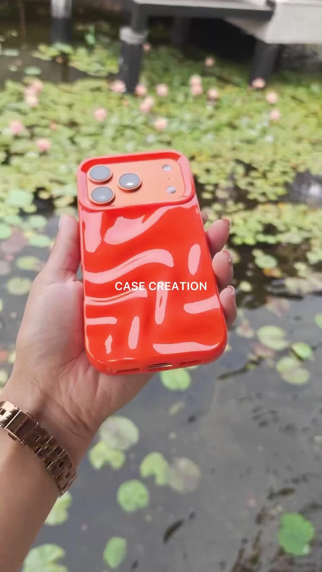 Orange Glitter Swirl Hot Minimalist Faux Wave Wrinkle Cute Design Aesthetic Glossy Case
