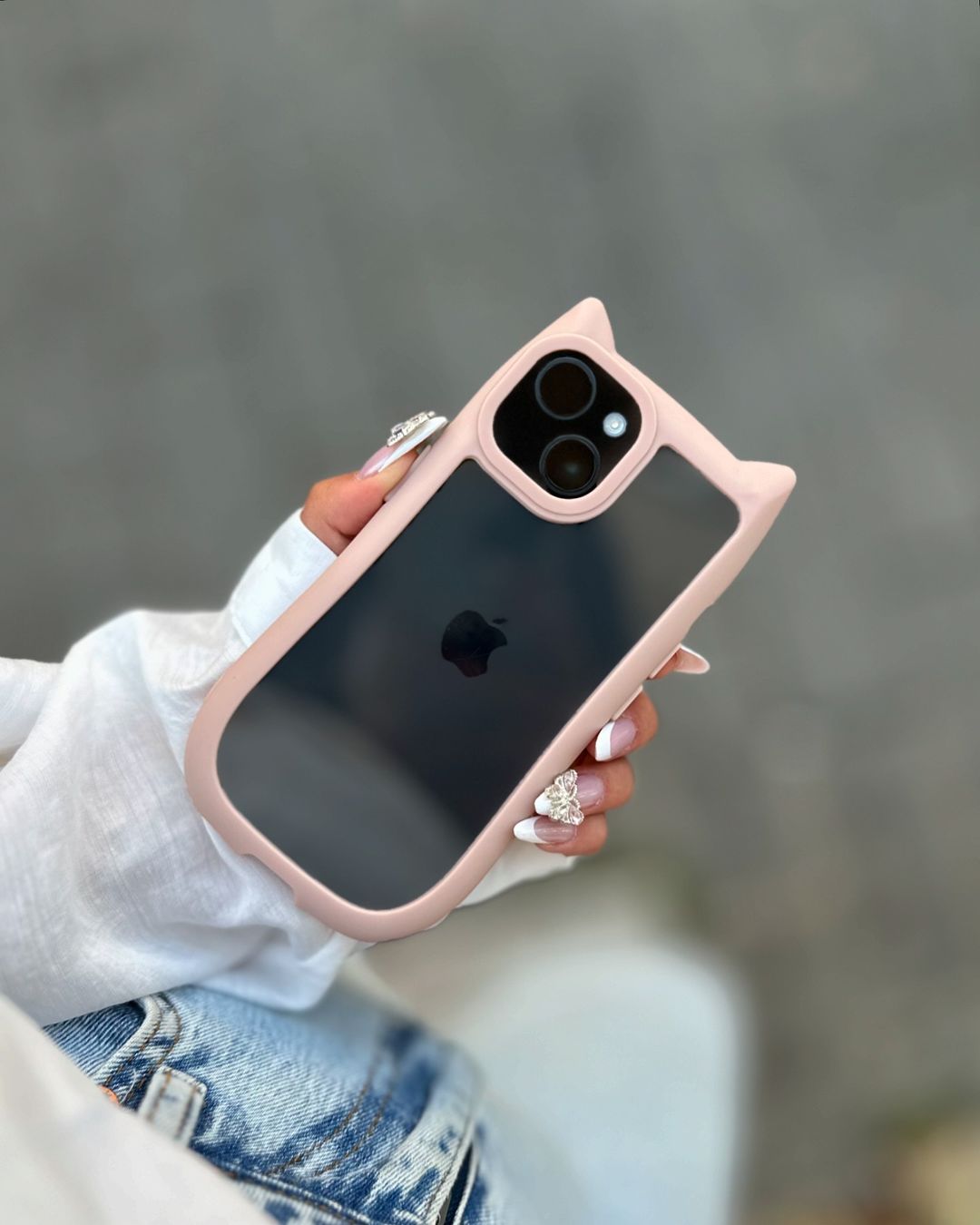 3D Cute CAT Ears Modelling Acrylic PC+TPU Silicone Clear shockproof bumper Phone Case