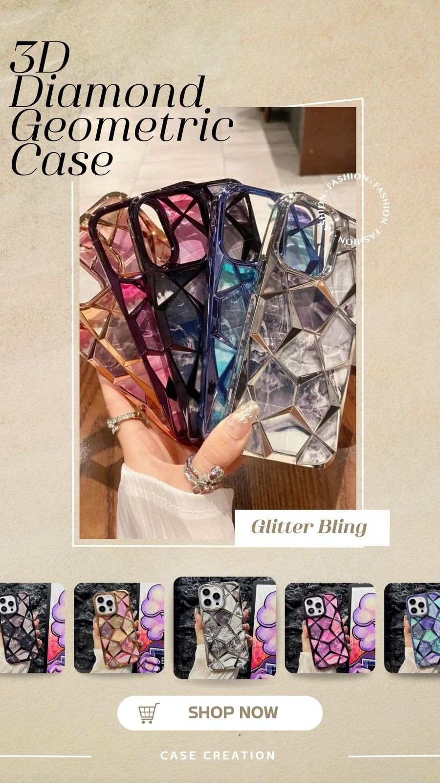 3D Diamond Glitter Bling Cube Gradient Sparkle Case