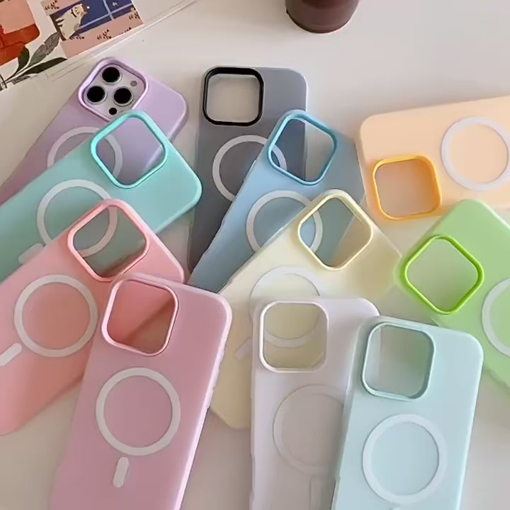 Detachable 2-in-1 Ultra-Hybrid Translusent Neon Back Case Magnetic Magsafe Charging Compatible Pastel Slim Cover - Beige