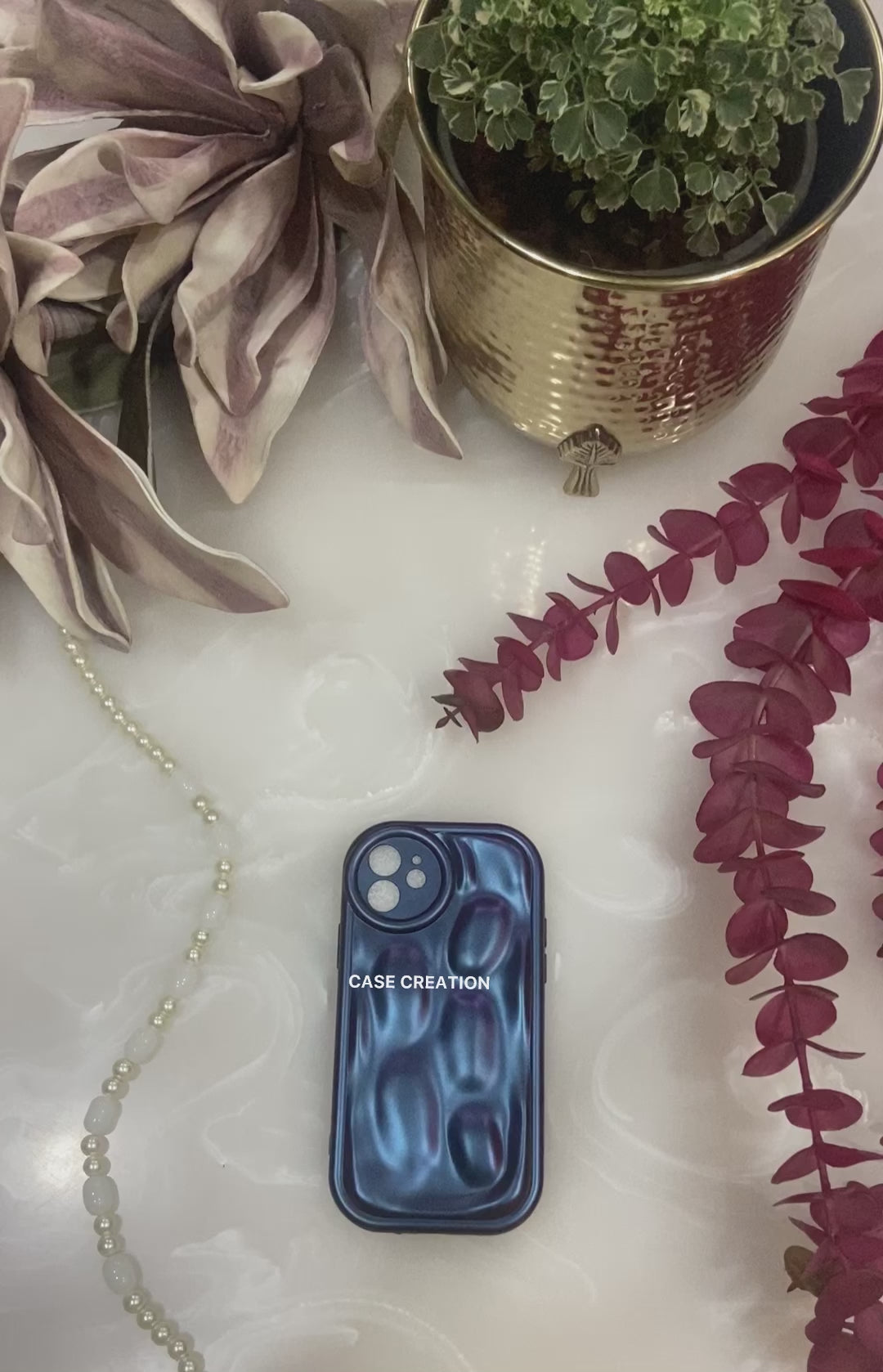 3D Meteorite Texture Stone Water Fluted Design Kawaii Case