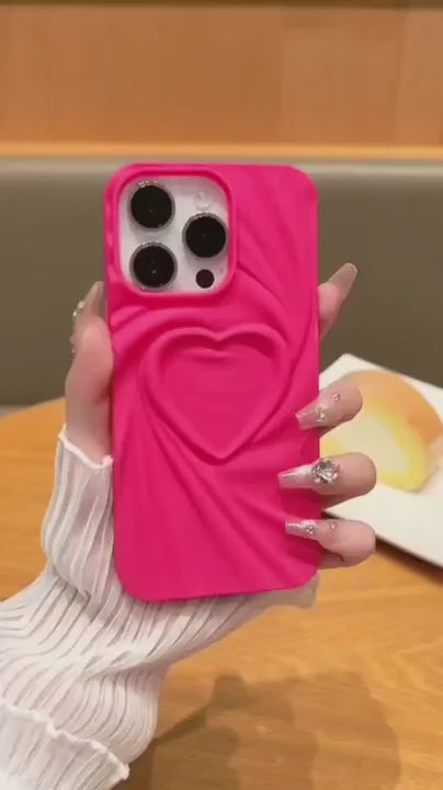 3D Heart Shape Design Embossed Wrinkle Cute Silk Pattern Silicone Fashion Aesthetic Cover