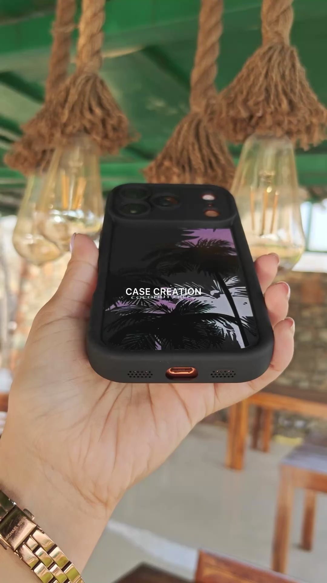 Hot 3D Coconut Palm Tree Goa Vibes Beach Cute Black Fashion Aesthetic Case