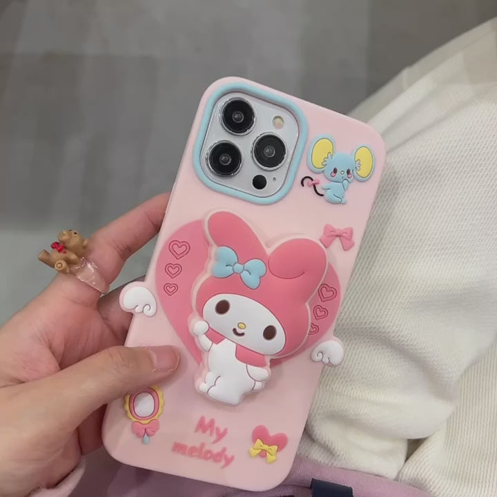 Cute 3D My Melody Cinnamoroll Cartoon Adorable Kitty Pink Bunny Pop Case