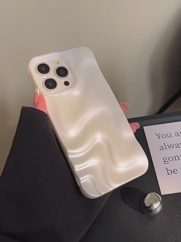 White Pearl Swirl Hot Minimalist Faux Wave Cute Design Aesthetic Glossy Case