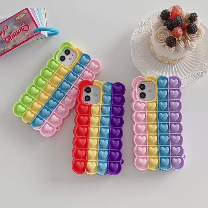 Push Pop Heart Love Bubble Fidget Toys Game Stress Relief case
