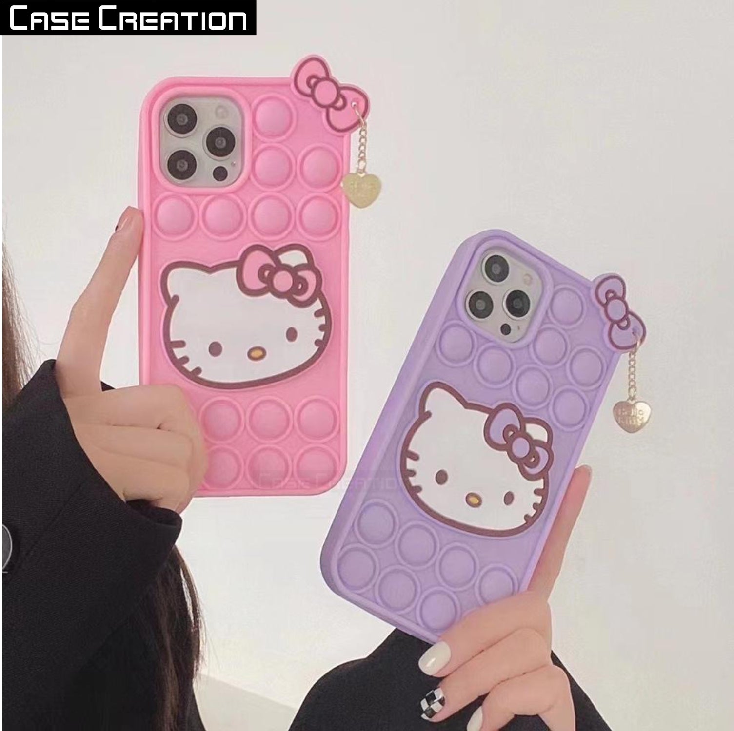 Push Pop Hello Kitty Cat Love Bubble Fidget Toys Game Stress Relief case