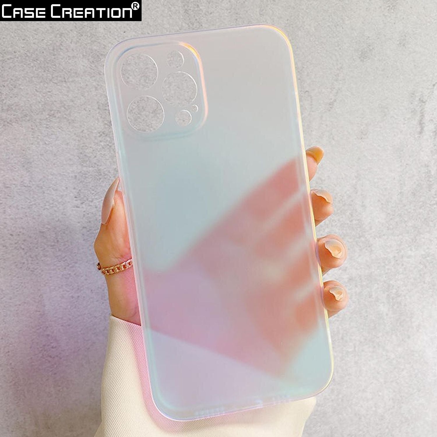 Holographic Clear Super Slim Apple 3D Color Changing Fashion Cool Reflective Hard Back Cover