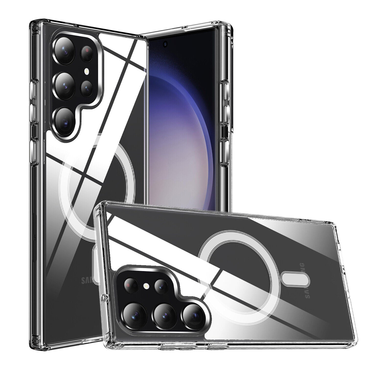 Magnetic MagSafe Samsung Transparent Clear TPU Case Supports Fast Wireless Charging