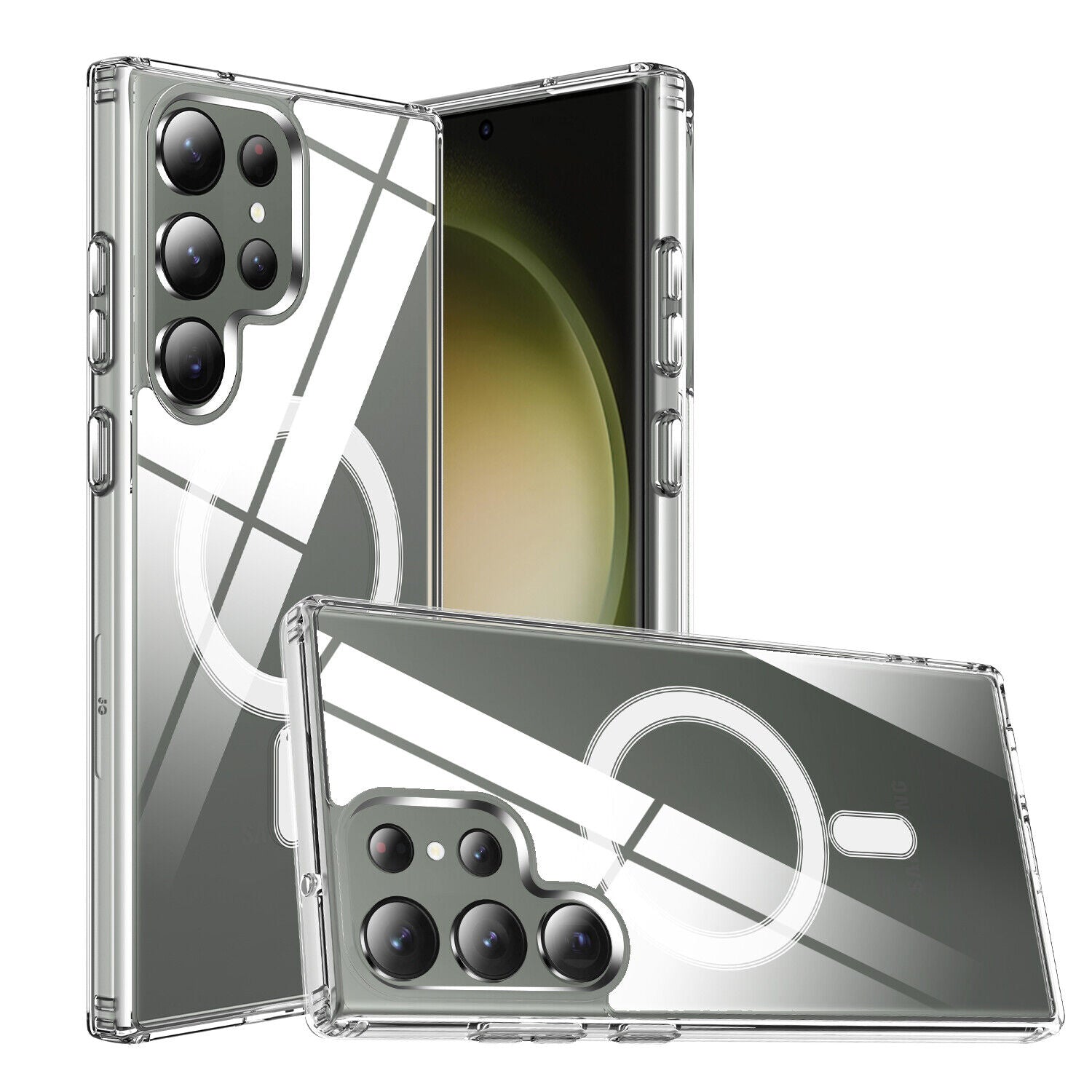 Magnetic MagSafe Samsung Transparent Clear TPU Case Supports Fast Wireless Charging