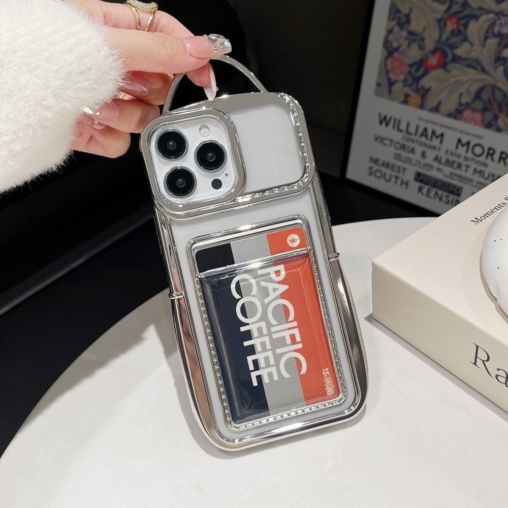 Luxury Plating Fashion Clear Backpack Wallet Photo Card Slot Electroplated Phone Bag Style Case