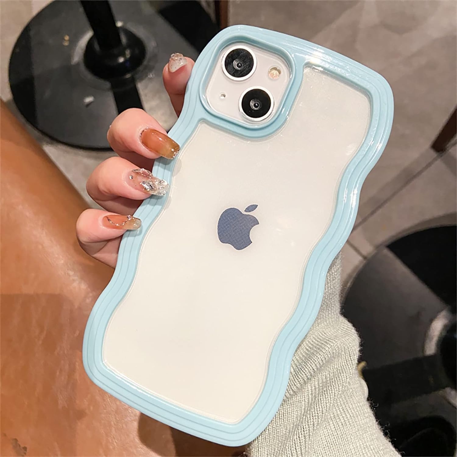 3D Curly Wave TPU Transparent Colorful Frame Bumper Case