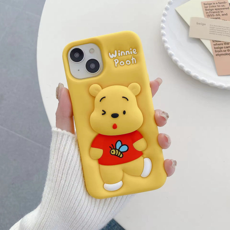 3D Cartoon Bear Pooh Winnie The POOH Bee Animal Back Case with Holder