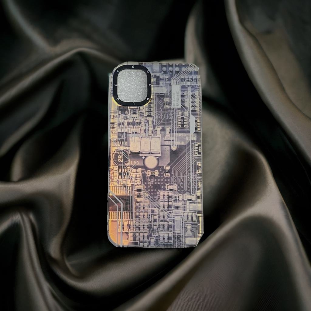 Techno Art AI Future Electric Circuit Retro IMD Chip Digital Mother Board Holographic Cover