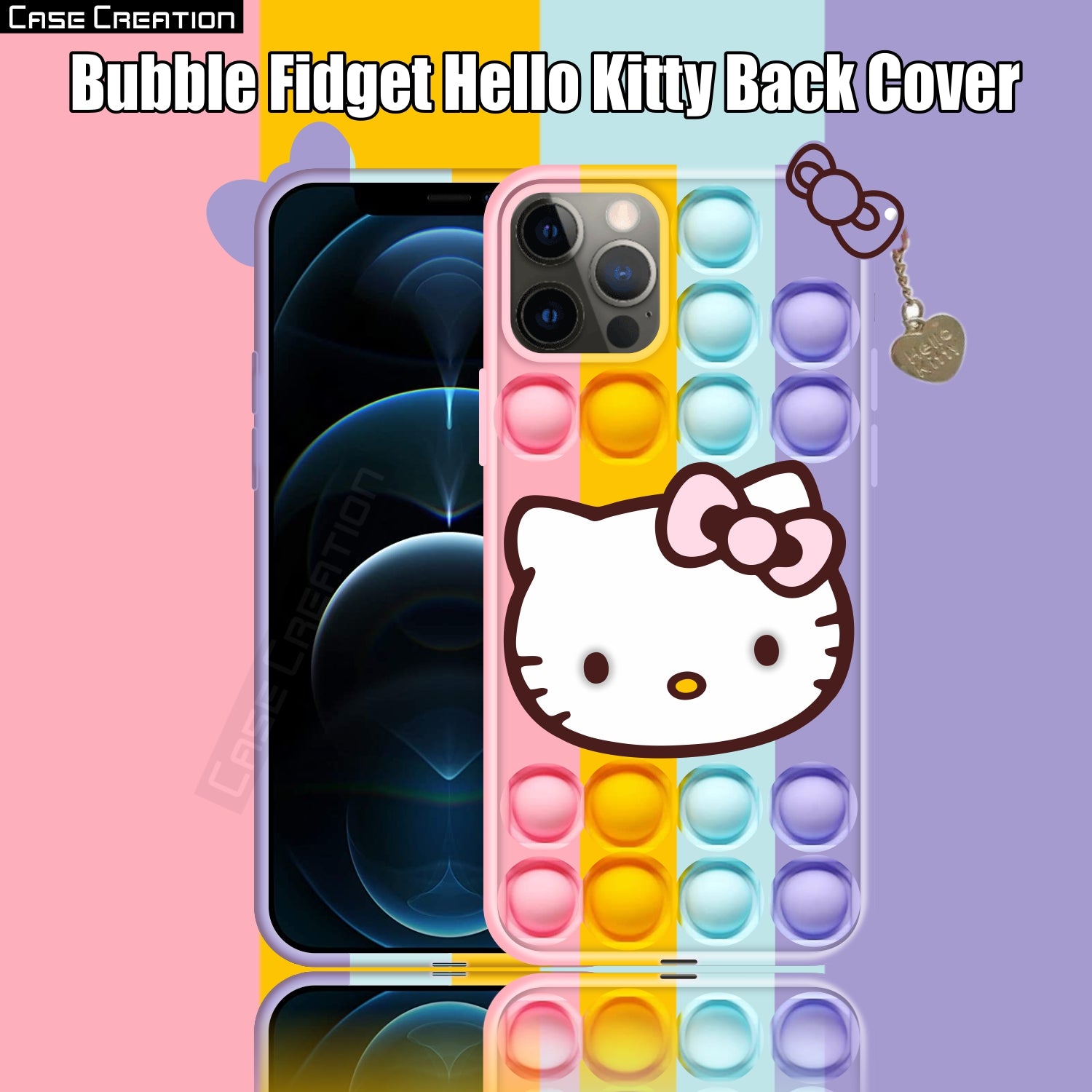 Push Pop Hello Kitty Cat Love Bubble Fidget Toys Game Stress Relief case