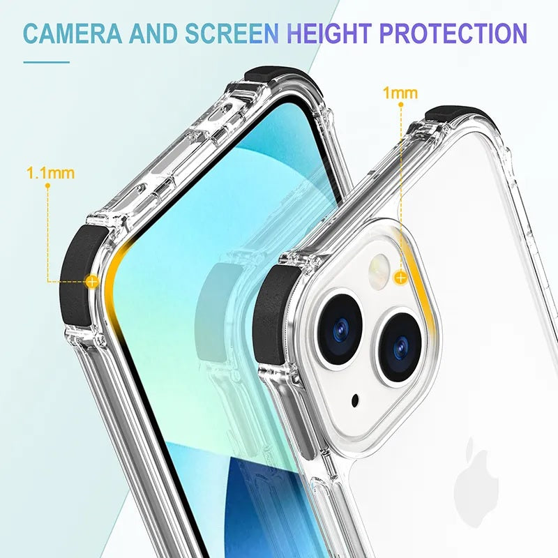 Hard Transparent Clear Strong TPU iPhone Case + Tough Polycarbonate Crystal HD Clear